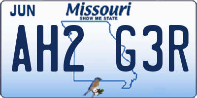 MO license plate AH2G3R