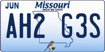 MO license plate AH2G3S