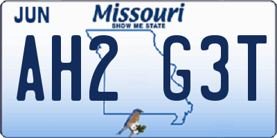 MO license plate AH2G3T