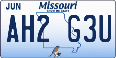 MO license plate AH2G3U