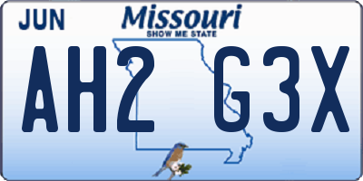 MO license plate AH2G3X