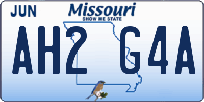 MO license plate AH2G4A