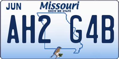 MO license plate AH2G4B