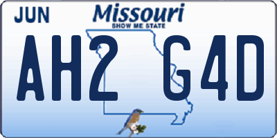 MO license plate AH2G4D