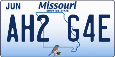 MO license plate AH2G4E