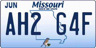 MO license plate AH2G4F