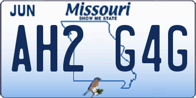 MO license plate AH2G4G