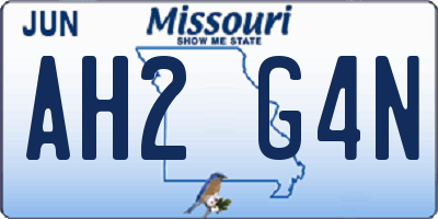 MO license plate AH2G4N