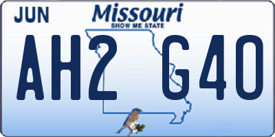 MO license plate AH2G4O