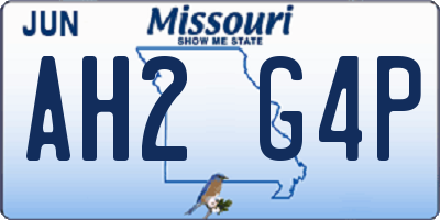 MO license plate AH2G4P