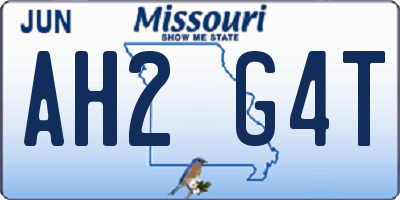 MO license plate AH2G4T