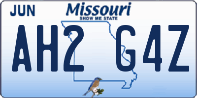 MO license plate AH2G4Z