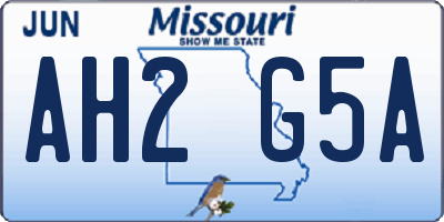 MO license plate AH2G5A