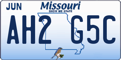 MO license plate AH2G5C