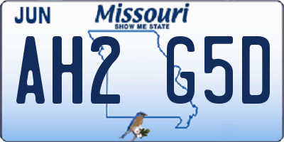 MO license plate AH2G5D