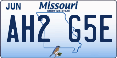 MO license plate AH2G5E