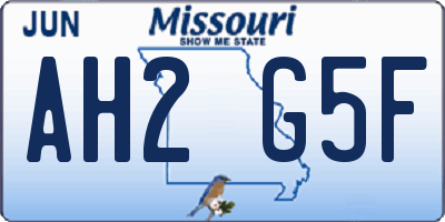 MO license plate AH2G5F