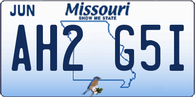 MO license plate AH2G5I