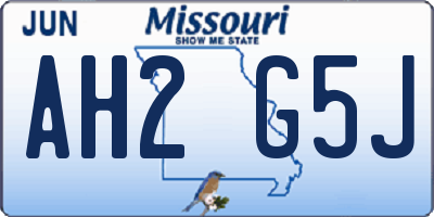 MO license plate AH2G5J