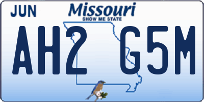 MO license plate AH2G5M