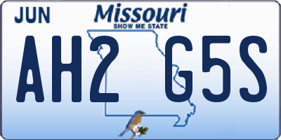 MO license plate AH2G5S