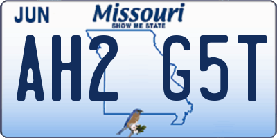 MO license plate AH2G5T