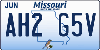 MO license plate AH2G5V