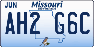 MO license plate AH2G6C