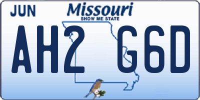 MO license plate AH2G6D