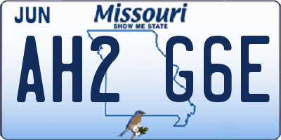 MO license plate AH2G6E