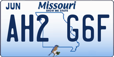 MO license plate AH2G6F