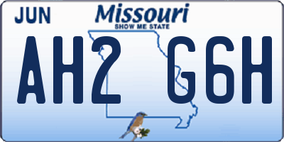 MO license plate AH2G6H