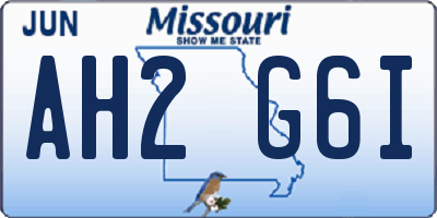 MO license plate AH2G6I