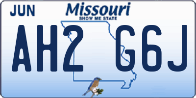 MO license plate AH2G6J