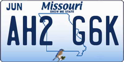 MO license plate AH2G6K