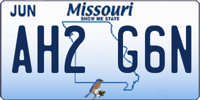 MO license plate AH2G6N