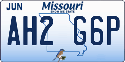 MO license plate AH2G6P