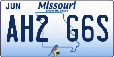 MO license plate AH2G6S