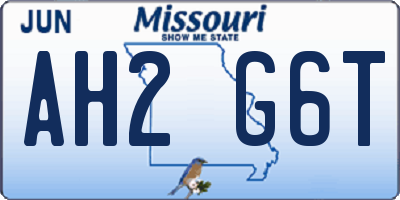 MO license plate AH2G6T