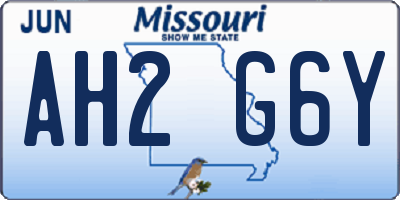 MO license plate AH2G6Y