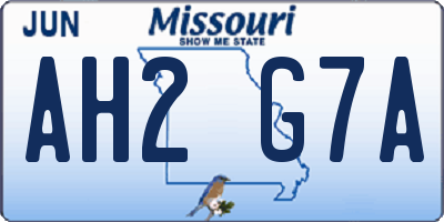 MO license plate AH2G7A