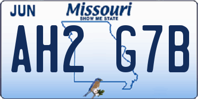 MO license plate AH2G7B