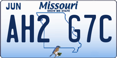 MO license plate AH2G7C