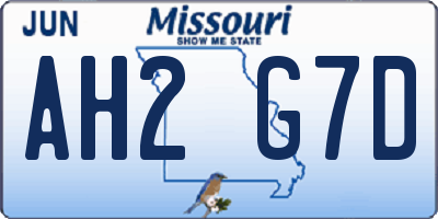 MO license plate AH2G7D