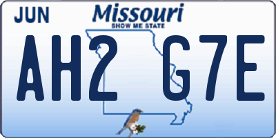 MO license plate AH2G7E