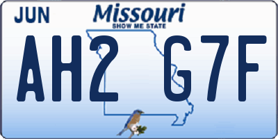 MO license plate AH2G7F