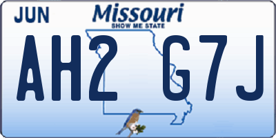 MO license plate AH2G7J