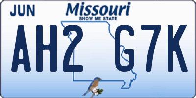 MO license plate AH2G7K