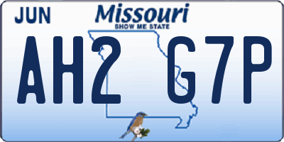 MO license plate AH2G7P