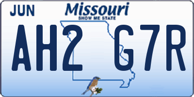 MO license plate AH2G7R